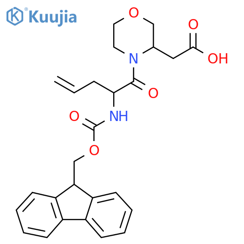 2-{4-2-({(9H-fluoren-9-yl)methoxycarbonyl}amino)pent-4-enoylmorpholin-3-yl}acetic acid structure