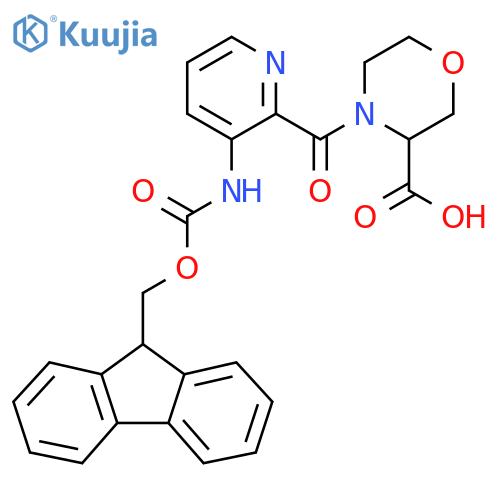 4-3-({(9H-fluoren-9-yl)methoxycarbonyl}amino)pyridine-2-carbonylmorpholine-3-carboxylic acid structure