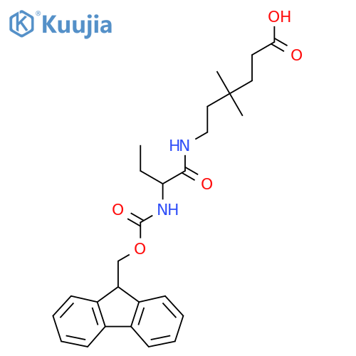 6-2-({(9H-fluoren-9-yl)methoxycarbonyl}amino)butanamido-4,4-dimethylhexanoic acid structure
