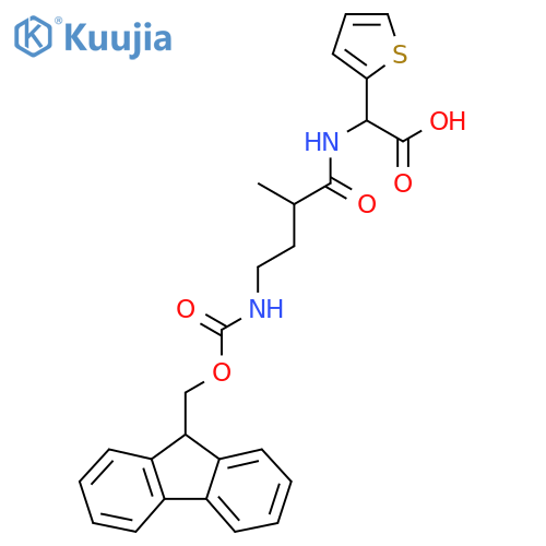 2-4-({(9H-fluoren-9-yl)methoxycarbonyl}amino)-2-methylbutanamido-2-(thiophen-2-yl)acetic acid structure