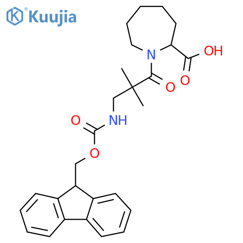 1-3-({(9H-fluoren-9-yl)methoxycarbonyl}amino)-2,2-dimethylpropanoylazepane-2-carboxylic acid structure