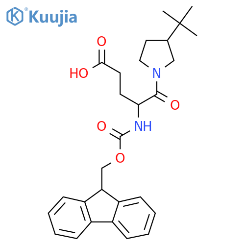 5-(3-tert-butylpyrrolidin-1-yl)-4-({(9H-fluoren-9-yl)methoxycarbonyl}amino)-5-oxopentanoic acid structure