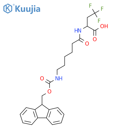 2-6-({(9H-fluoren-9-yl)methoxycarbonyl}amino)hexanamido-4,4,4-trifluorobutanoic acid structure