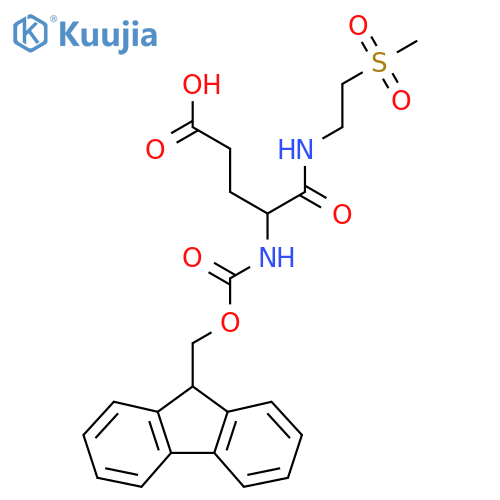 4-({(9H-fluoren-9-yl)methoxycarbonyl}amino)-4-(2-methanesulfonylethyl)carbamoylbutanoic acid structure