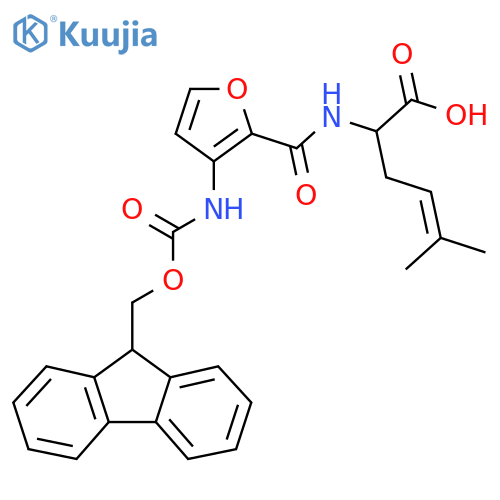 2-{3-({(9H-fluoren-9-yl)methoxycarbonyl}amino)furan-2-ylformamido}-5-methylhex-4-enoic acid structure