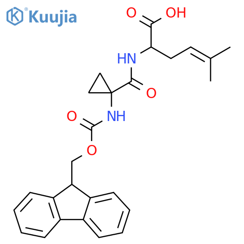 2-{1-({(9H-fluoren-9-yl)methoxycarbonyl}amino)cyclopropylformamido}-5-methylhex-4-enoic acid structure