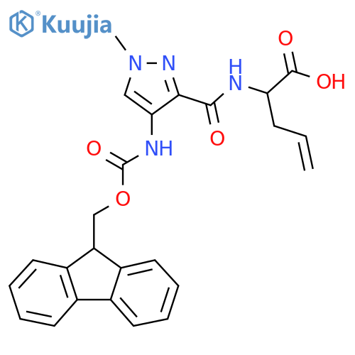 2-{4-({(9H-fluoren-9-yl)methoxycarbonyl}amino)-1-methyl-1H-pyrazol-3-ylformamido}pent-4-enoic acid structure