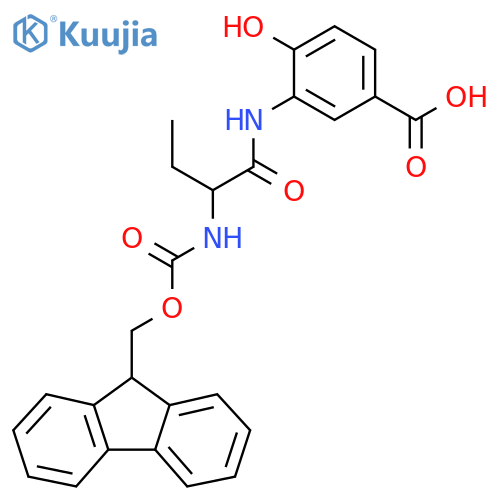 3-2-({(9H-fluoren-9-yl)methoxycarbonyl}amino)butanamido-4-hydroxybenzoic acid structure