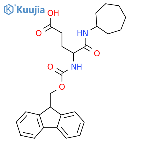 4-(cycloheptylcarbamoyl)-4-({(9H-fluoren-9-yl)methoxycarbonyl}amino)butanoic acid structure