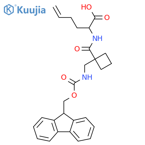 2-({1-({(9H-fluoren-9-yl)methoxycarbonyl}amino)methylcyclobutyl}formamido)hex-5-enoic acid structure