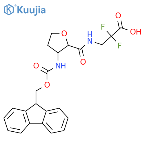 3-{3-({(9H-fluoren-9-yl)methoxycarbonyl}amino)oxolan-2-ylformamido}-2,2-difluoropropanoic acid structure