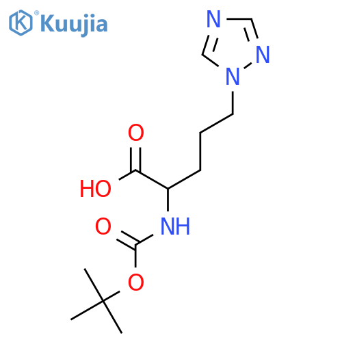 2-{(tert-butoxy)carbonylamino}-5-(1H-1,2,4-triazol-1-yl)pentanoic acid structure