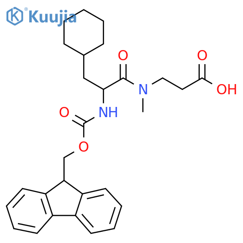 3-3-cyclohexyl-2-({(9H-fluoren-9-yl)methoxycarbonyl}amino)-N-methylpropanamidopropanoic acid structure