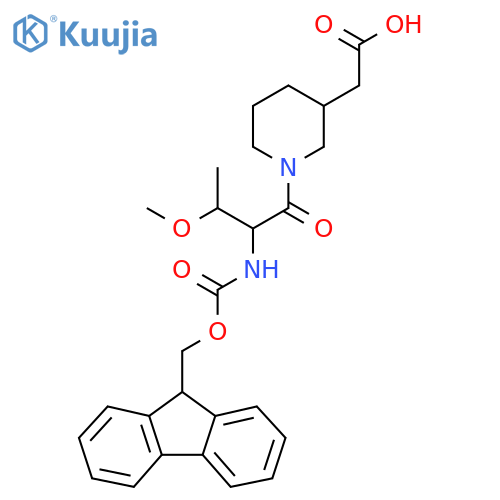 2-{1-2-({(9H-fluoren-9-yl)methoxycarbonyl}amino)-3-methoxybutanoylpiperidin-3-yl}acetic acid structure