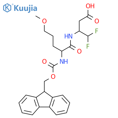 3-2-({(9H-fluoren-9-yl)methoxycarbonyl}amino)-5-methoxypentanamido-4,4-difluorobutanoic acid structure