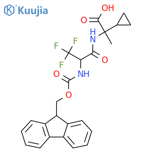 2-cyclopropyl-2-2-({(9H-fluoren-9-yl)methoxycarbonyl}amino)-3,3,3-trifluoropropanamidopropanoic acid structure
