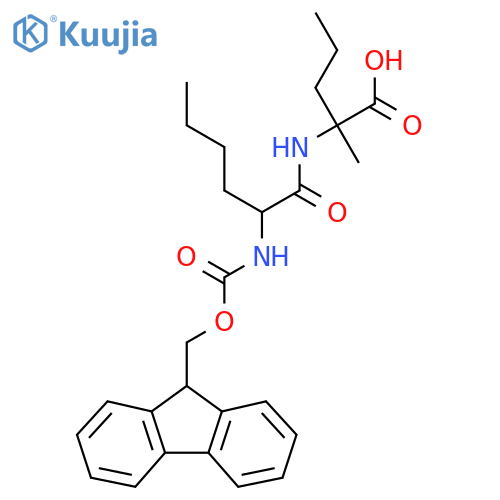 2-2-({(9H-fluoren-9-yl)methoxycarbonyl}amino)hexanamido-2-methylpentanoic acid structure