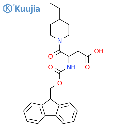 4-(4-ethylpiperidin-1-yl)-3-({(9H-fluoren-9-yl)methoxycarbonyl}amino)-4-oxobutanoic acid structure