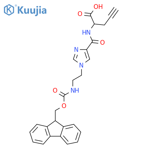 2-({1-2-({(9H-fluoren-9-yl)methoxycarbonyl}amino)ethyl-1H-imidazol-4-yl}formamido)pent-4-ynoic acid structure
