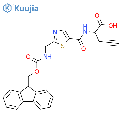 2-({2-({(9H-fluoren-9-yl)methoxycarbonyl}amino)methyl-1,3-thiazol-5-yl}formamido)pent-4-ynoic acid structure