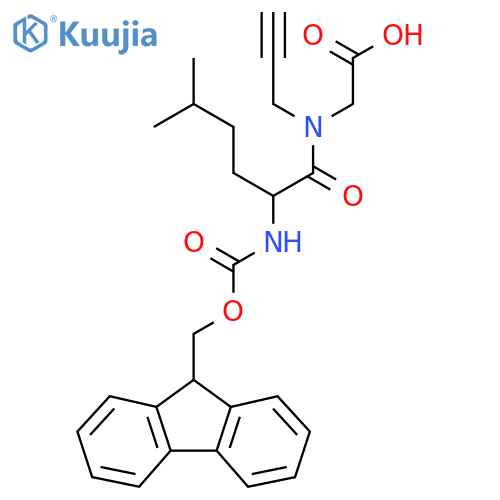 2-2-({(9H-fluoren-9-yl)methoxycarbonyl}amino)-5-methyl-N-(prop-2-yn-1-yl)hexanamidoacetic acid structure