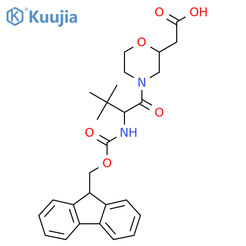 2-{4-2-({(9H-fluoren-9-yl)methoxycarbonyl}amino)-3,3-dimethylbutanoylmorpholin-2-yl}acetic acid structure
