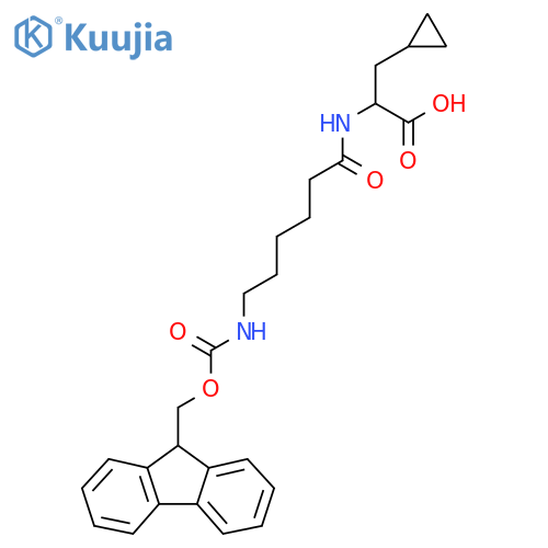 3-cyclopropyl-2-6-({(9H-fluoren-9-yl)methoxycarbonyl}amino)hexanamidopropanoic acid structure