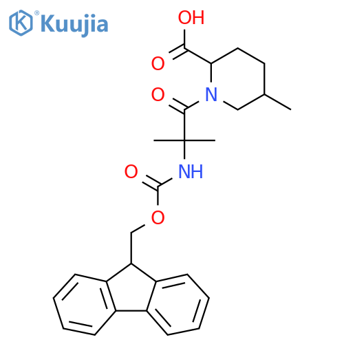 1-2-({(9H-fluoren-9-yl)methoxycarbonyl}amino)-2-methylpropanoyl-5-methylpiperidine-2-carboxylic acid structure
