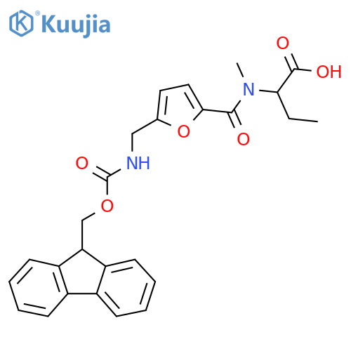 2-(1-{5-({(9H-fluoren-9-yl)methoxycarbonyl}amino)methylfuran-2-yl}-N-methylformamido)butanoic acid structure