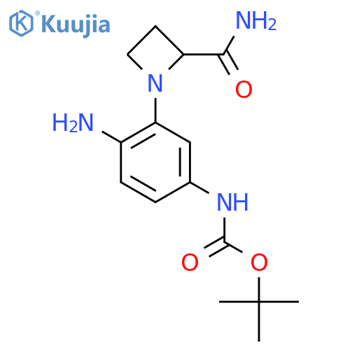 tert-butyl N-4-amino-3-(2-carbamoylazetidin-1-yl)phenylcarbamate structure