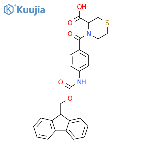 4-4-({(9H-fluoren-9-yl)methoxycarbonyl}amino)benzoylthiomorpholine-3-carboxylic acid structure