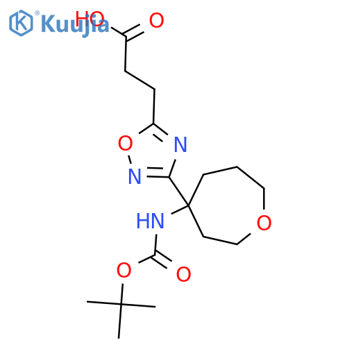 3-3-(4-{(tert-butoxy)carbonylamino}oxepan-4-yl)-1,2,4-oxadiazol-5-ylpropanoic acid structure