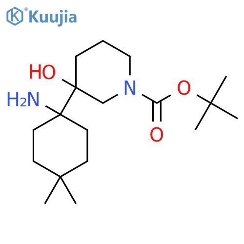tert-butyl 3-(1-amino-4,4-dimethylcyclohexyl)-3-hydroxypiperidine-1-carboxylate structure