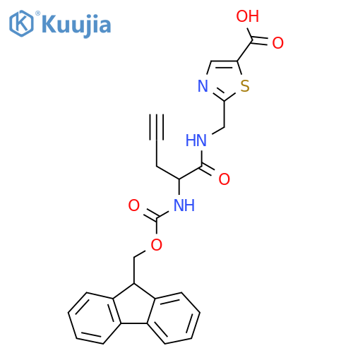 2-{2-({(9H-fluoren-9-yl)methoxycarbonyl}amino)pent-4-ynamidomethyl}-1,3-thiazole-5-carboxylic acid structure
