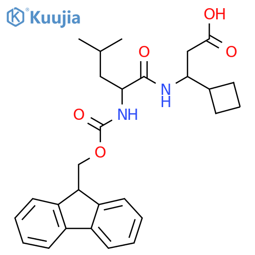 3-cyclobutyl-3-2-({(9H-fluoren-9-yl)methoxycarbonyl}amino)-4-methylpentanamidopropanoic acid structure
