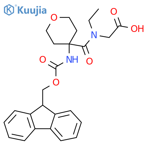 2-{N-ethyl-1-4-({(9H-fluoren-9-yl)methoxycarbonyl}amino)oxan-4-ylformamido}acetic acid structure