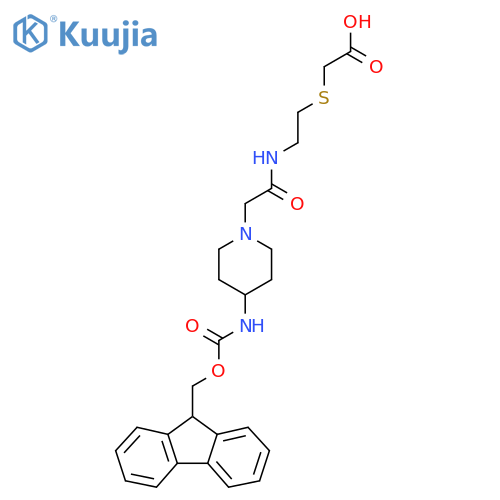 2-(2-{2-4-({(9H-fluoren-9-yl)methoxycarbonyl}amino)piperidin-1-ylacetamido}ethyl)sulfanylacetic acid structure
