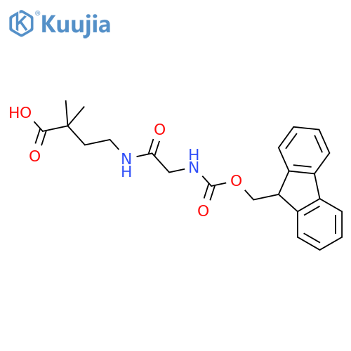 4-2-({(9H-fluoren-9-yl)methoxycarbonyl}amino)acetamido-2,2-dimethylbutanoic acid structure
