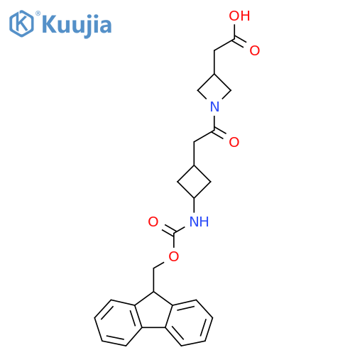 2-(1-{2-3-({(9H-fluoren-9-yl)methoxycarbonyl}amino)cyclobutylacetyl}azetidin-3-yl)acetic acid structure