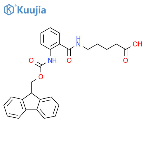5-{2-({(9H-fluoren-9-yl)methoxycarbonyl}amino)phenylformamido}pentanoic acid structure