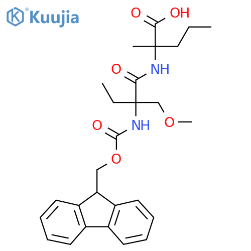 2-2-({(9H-fluoren-9-yl)methoxycarbonyl}amino)-2-(methoxymethyl)butanamido-2-methylpentanoic acid structure