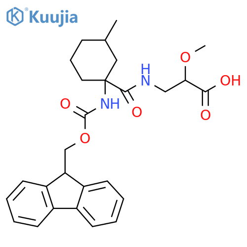 3-{1-({(9H-fluoren-9-yl)methoxycarbonyl}amino)-3-methylcyclohexylformamido}-2-methoxypropanoic acid structure