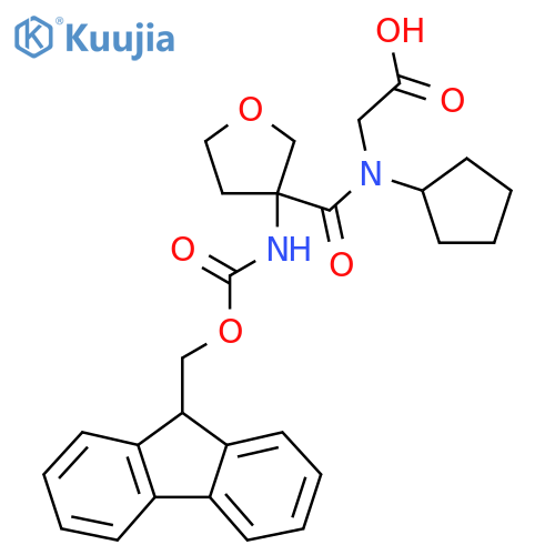 2-{N-cyclopentyl-1-3-({(9H-fluoren-9-yl)methoxycarbonyl}amino)oxolan-3-ylformamido}acetic acid structure