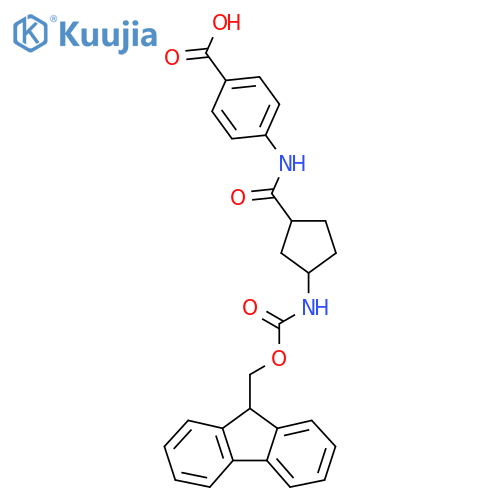 4-3-({(9H-fluoren-9-yl)methoxycarbonyl}amino)cyclopentaneamidobenzoic acid structure