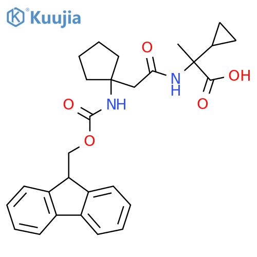 2-cyclopropyl-2-{2-1-({(9H-fluoren-9-yl)methoxycarbonyl}amino)cyclopentylacetamido}propanoic acid structure