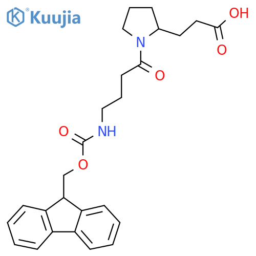 3-{1-4-({(9H-fluoren-9-yl)methoxycarbonyl}amino)butanoylpyrrolidin-2-yl}propanoic acid structure