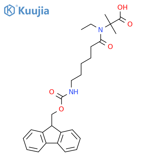 2-N-ethyl-6-({(9H-fluoren-9-yl)methoxycarbonyl}amino)hexanamido-2-methylpropanoic acid structure