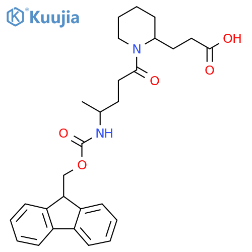 3-{1-4-({(9H-fluoren-9-yl)methoxycarbonyl}amino)pentanoylpiperidin-2-yl}propanoic acid structure
