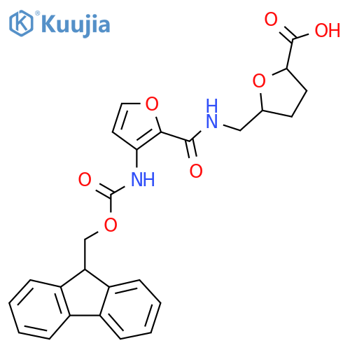 5-({3-({(9H-fluoren-9-yl)methoxycarbonyl}amino)furan-2-ylformamido}methyl)oxolane-2-carboxylic acid structure