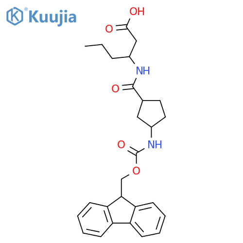 3-{3-({(9H-fluoren-9-yl)methoxycarbonyl}amino)cyclopentylformamido}hexanoic acid structure